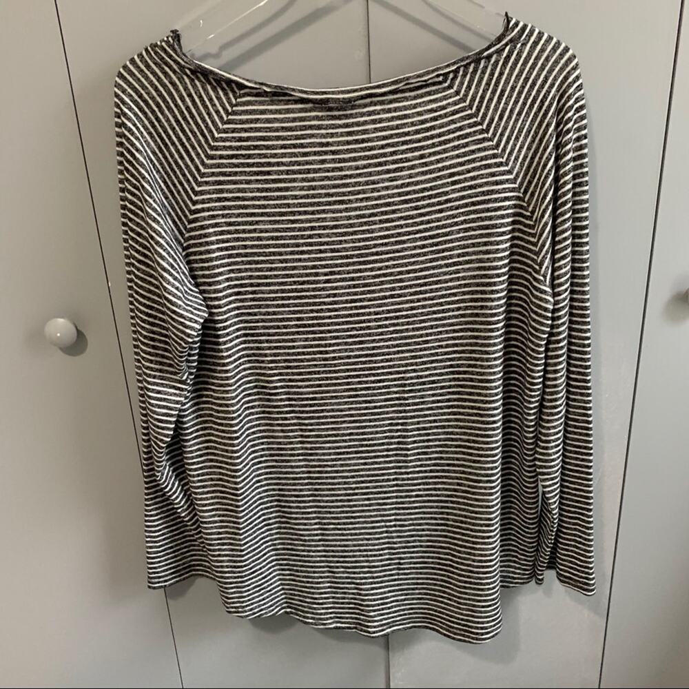 NWT GIBSON Ruffled Edge Raglan Striped Pullover - Picture 6 of 7